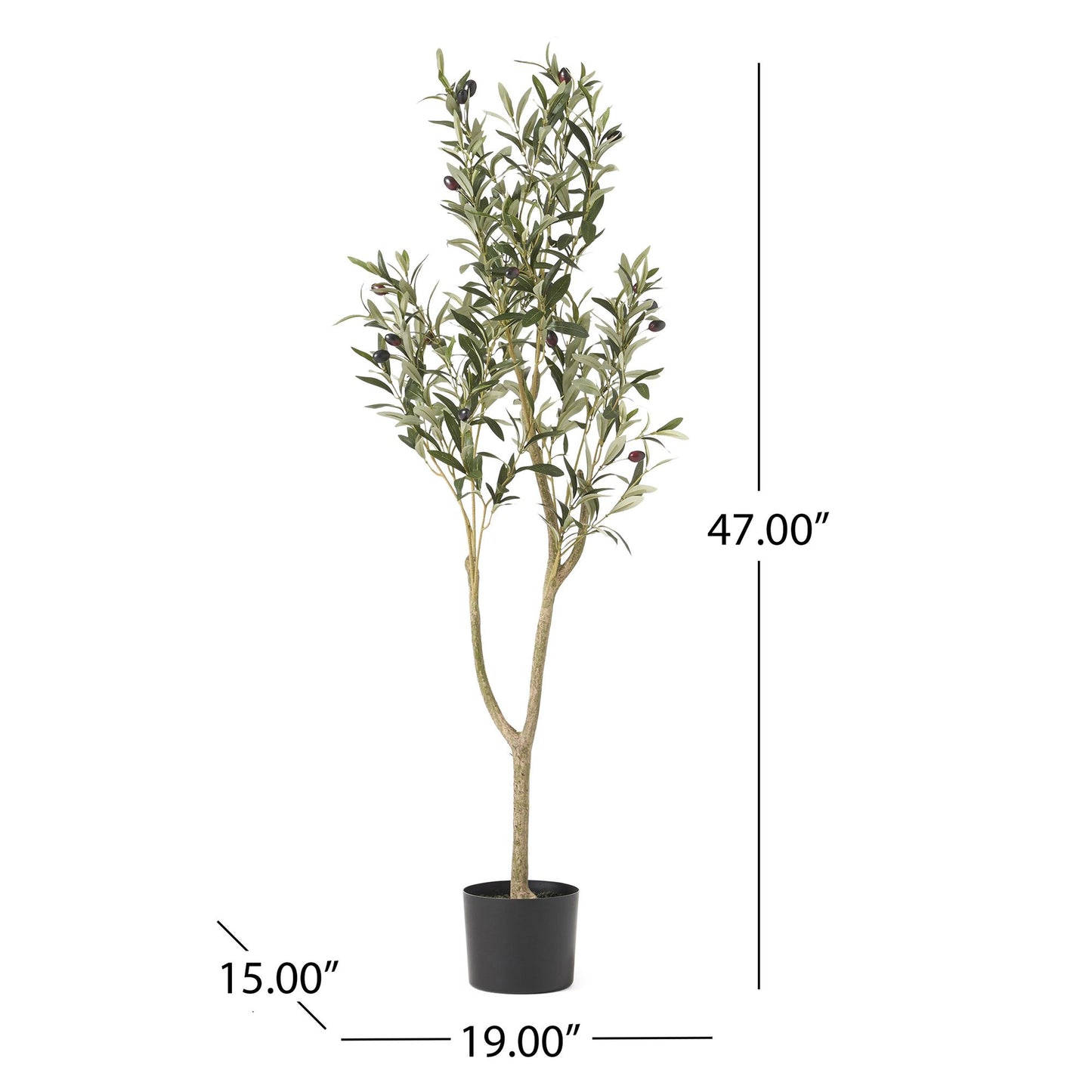 47 inch artificial olive tree in a black pot, perfect for home decor and indoor spaces