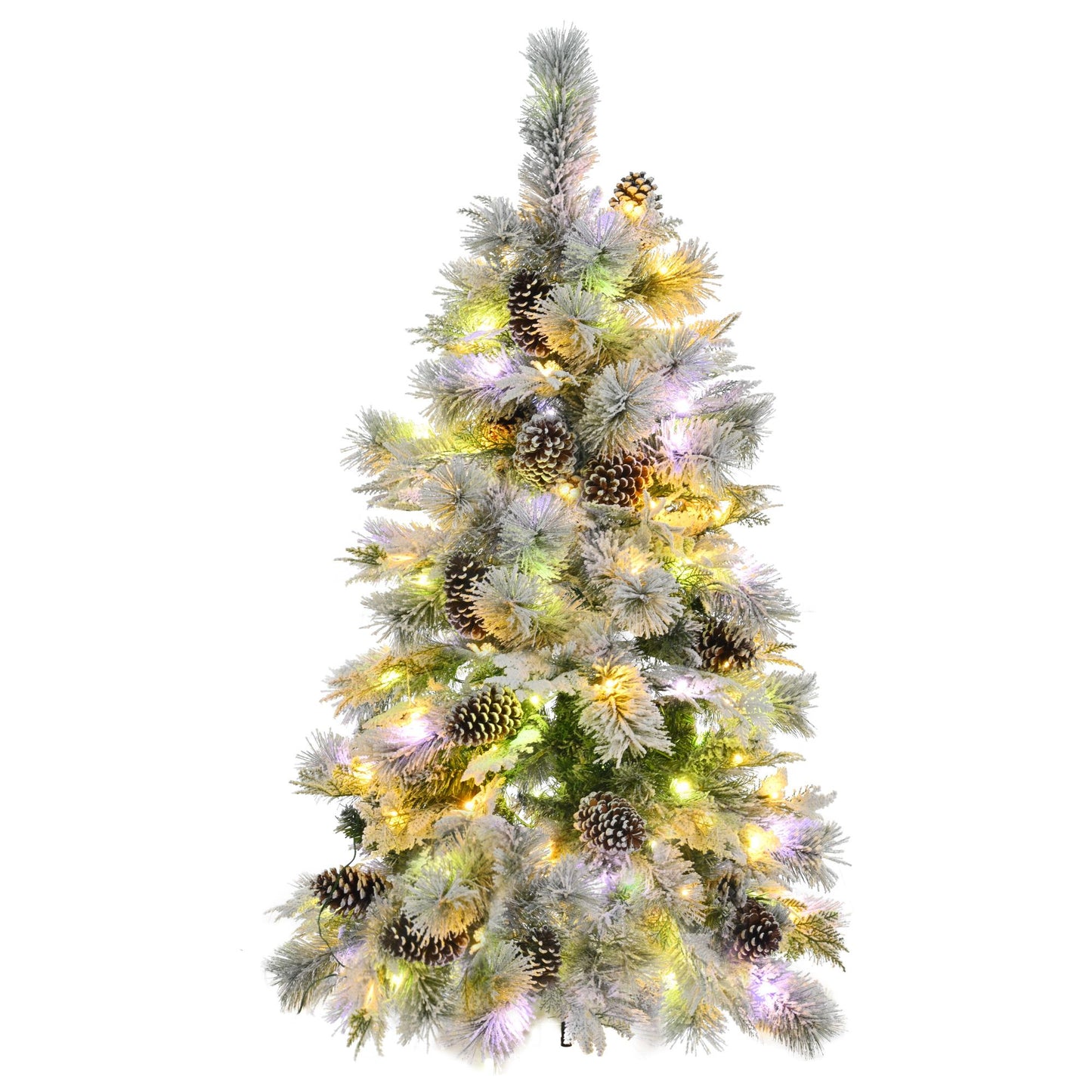 4ft pre-lit snow flocked Christmas tree with pine cones and warm white lights from FauxMart.com
