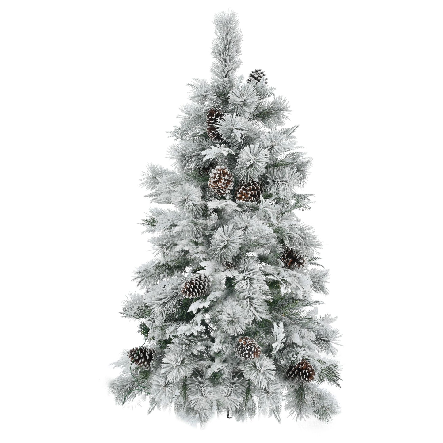 4ft pre-lit snow flocked Christmas tree with pine cones from FauxMart.com perfect for holiday decor