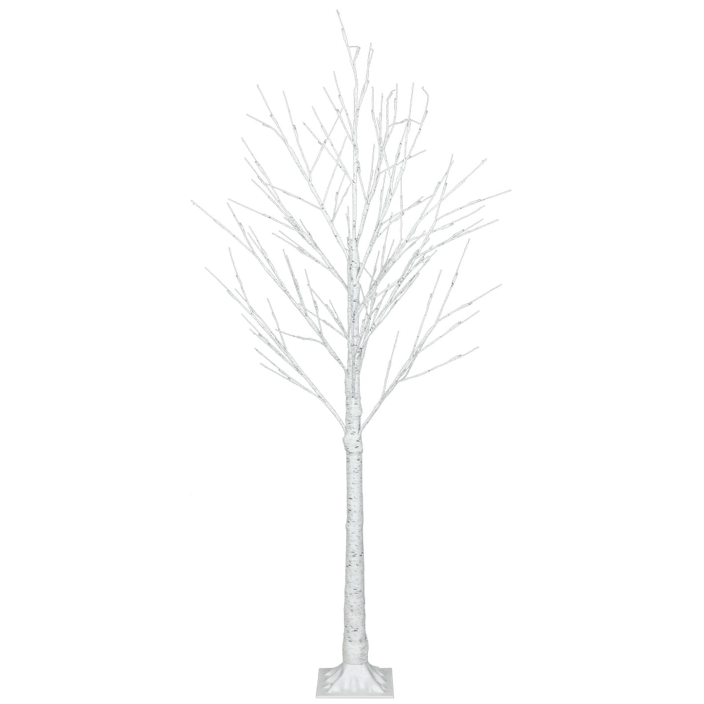 4ft snowflake Christmas tree with lights in white with bare branches and built-in LED lights