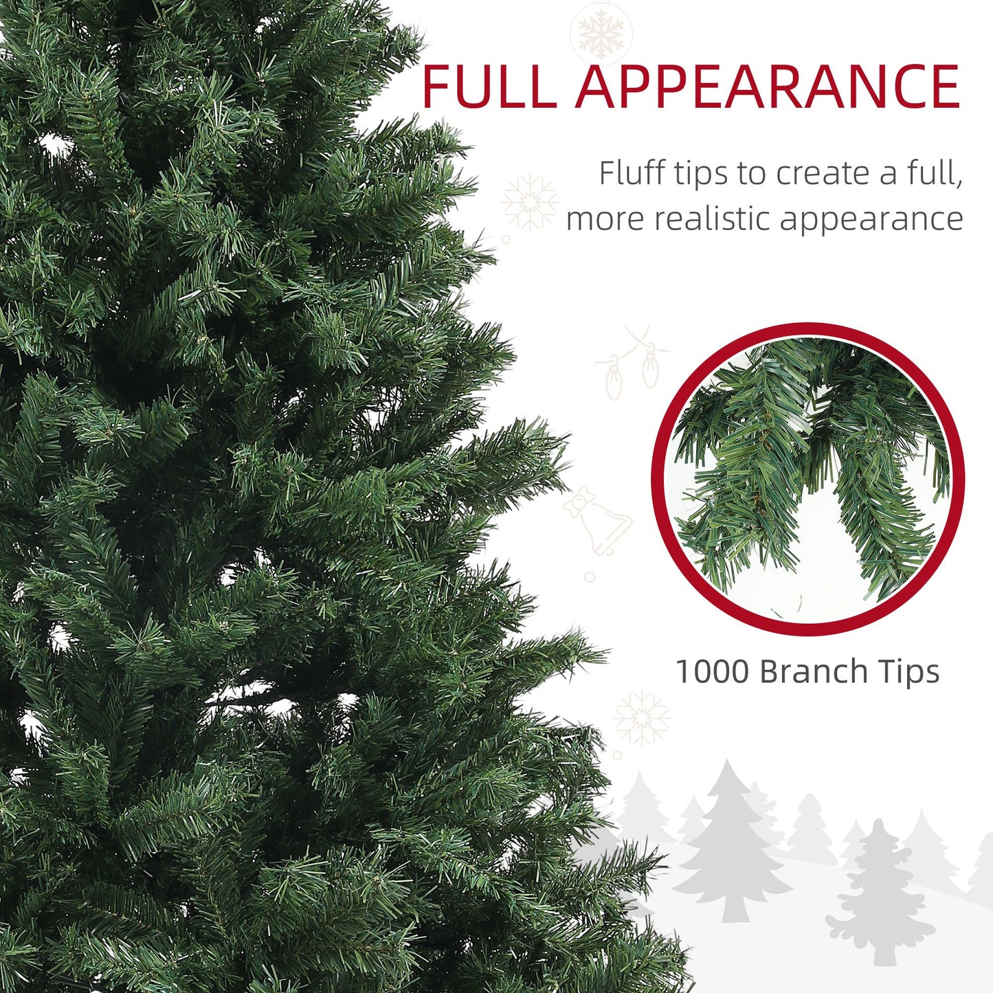 6ft artificial Christmas tree with 1000 branch tips for a full and realistic appearance