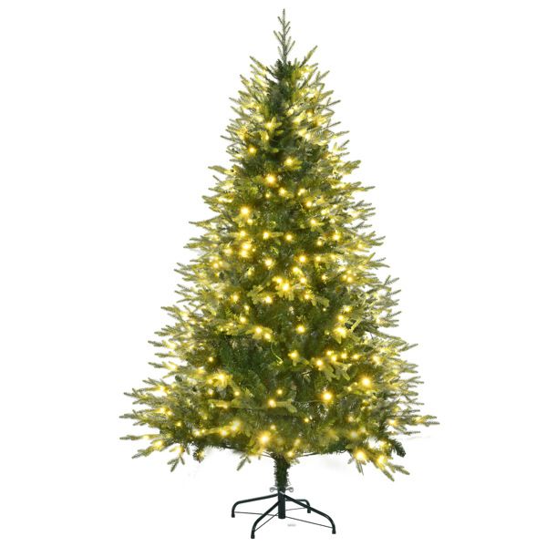 6ft pre-lit Aspen fir Christmas tree with warm white lights and realistic foliage for holiday decoration