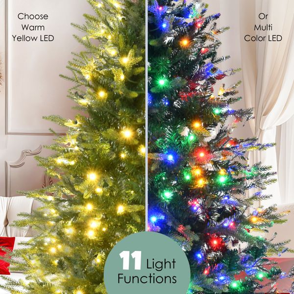 6ft pre-lit Aspen fir Christmas tree with warm yellow and multi-color LED lights and 11 light functions