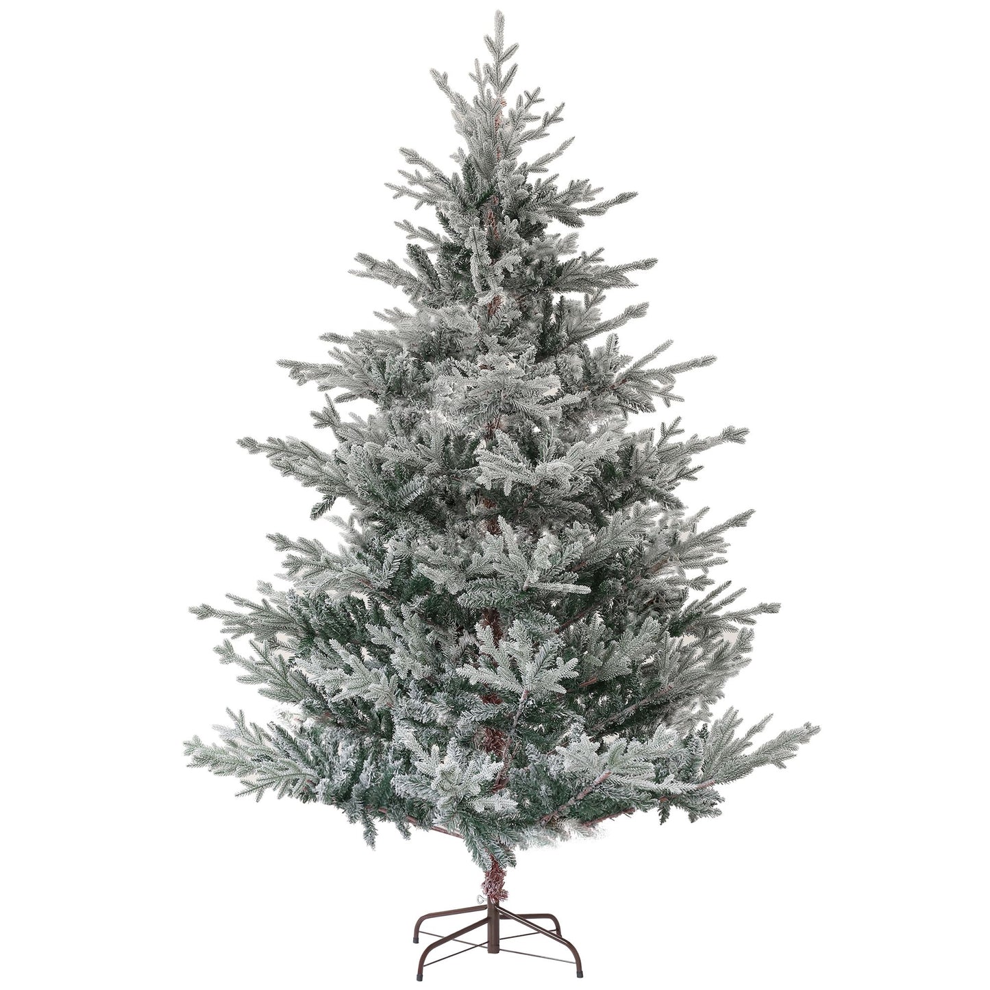 7.5ft snow flocked artificial Christmas tree with realistic branches and sturdy metal stand