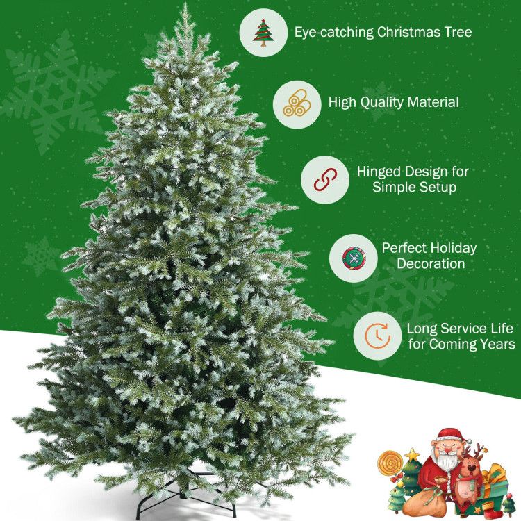 7 foot artificial Christmas tree with hinged design and high quality material for easy setup and long-lasting holiday decoration