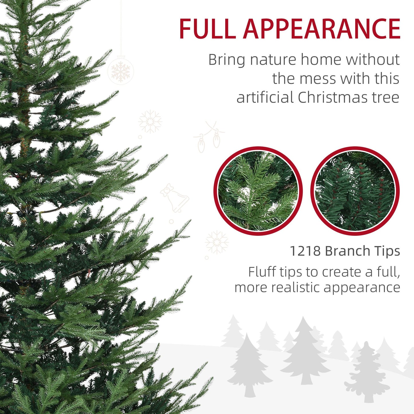 7.5 ft artificial Christmas tree with 1218 branch tips for full and realistic appearance by FauxMart.com