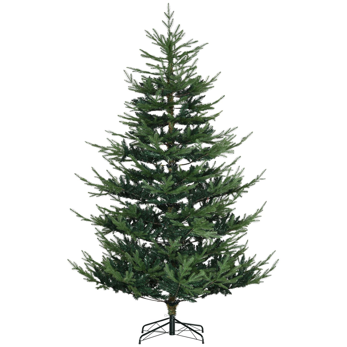 7.5 ft artificial Christmas tree with green foliage and sturdy metal stand from FauxMart.com