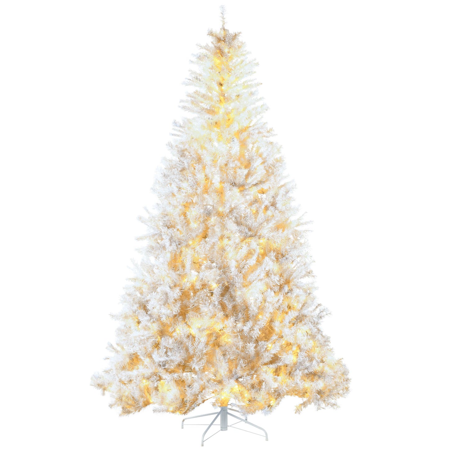 7.5 ft prelit white Christmas tree with warm white lights and metal stand from FauxMart.com