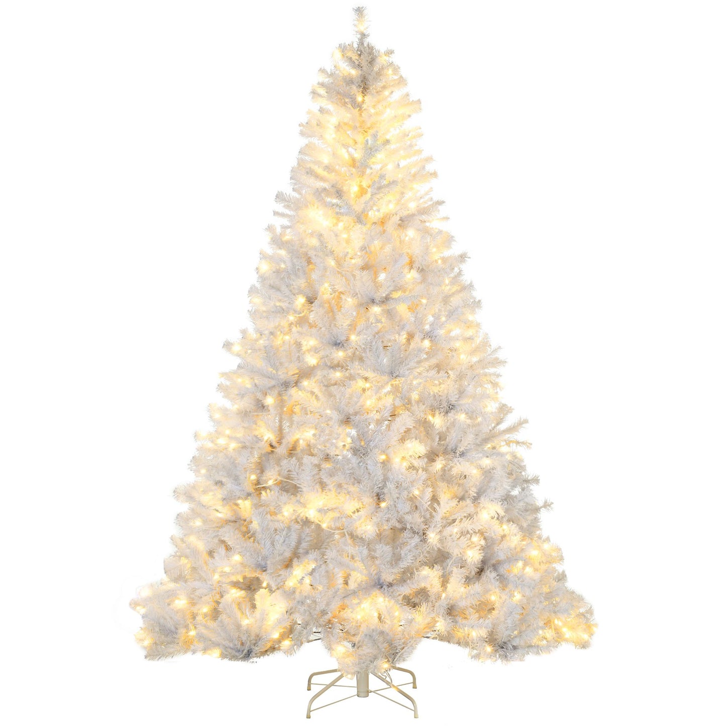 7.5 ft prelit white Christmas tree with warm white lights and full branches from FauxMart.com
