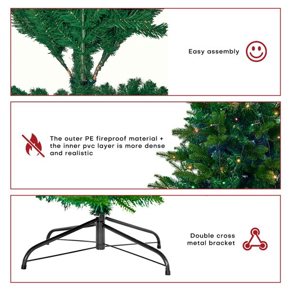 7.5ft artificial Christmas tree with easy assembly and fireproof material for a realistic look