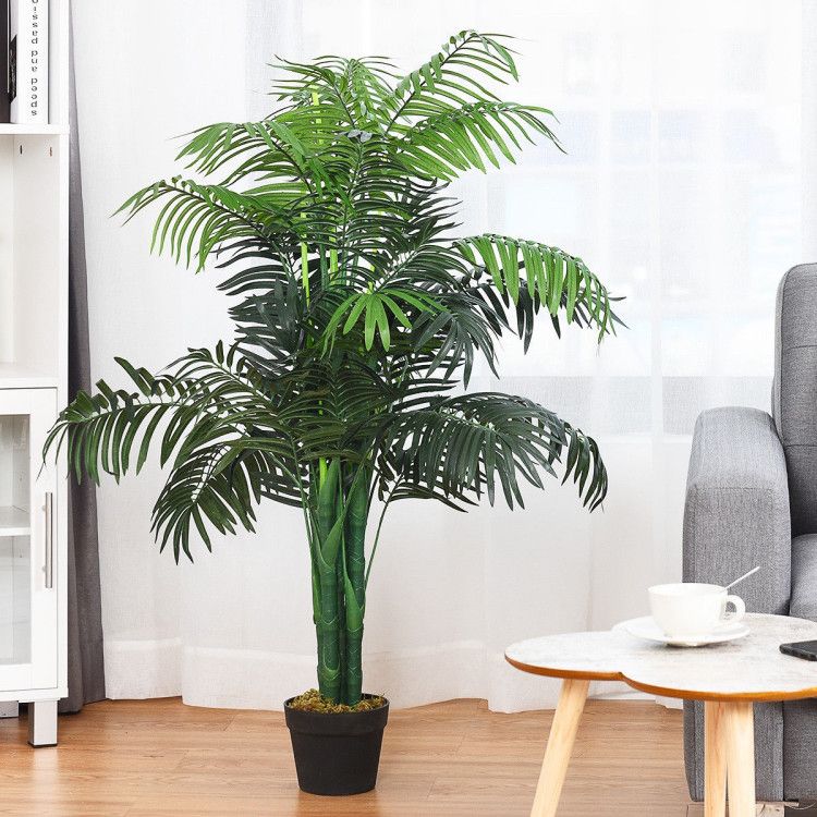 Artificial areca palm tree in a decorative pot, perfect for home or office decor