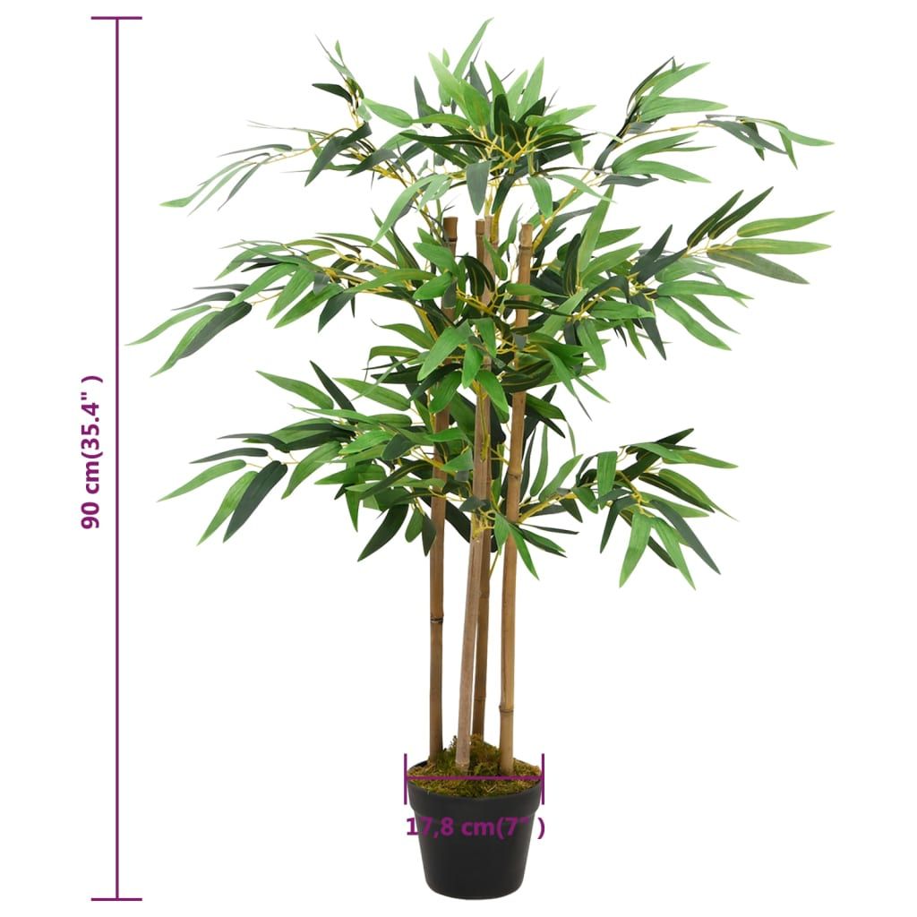 Artificial bamboo plant 35 inch in a black pot with realistic green leaves for home decor