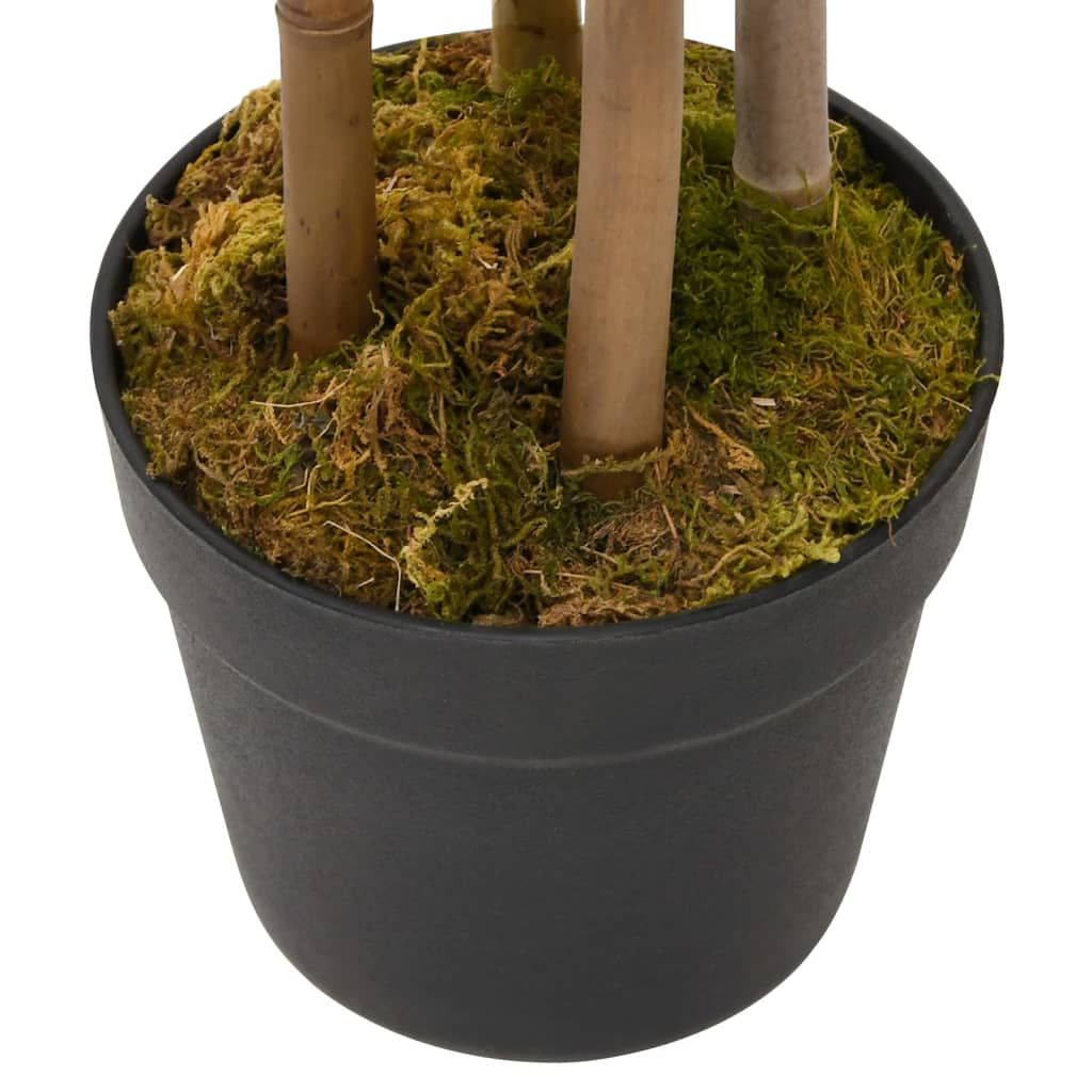 Realistic artificial bamboo plant 35 inch in a black pot with moss accents for home decor