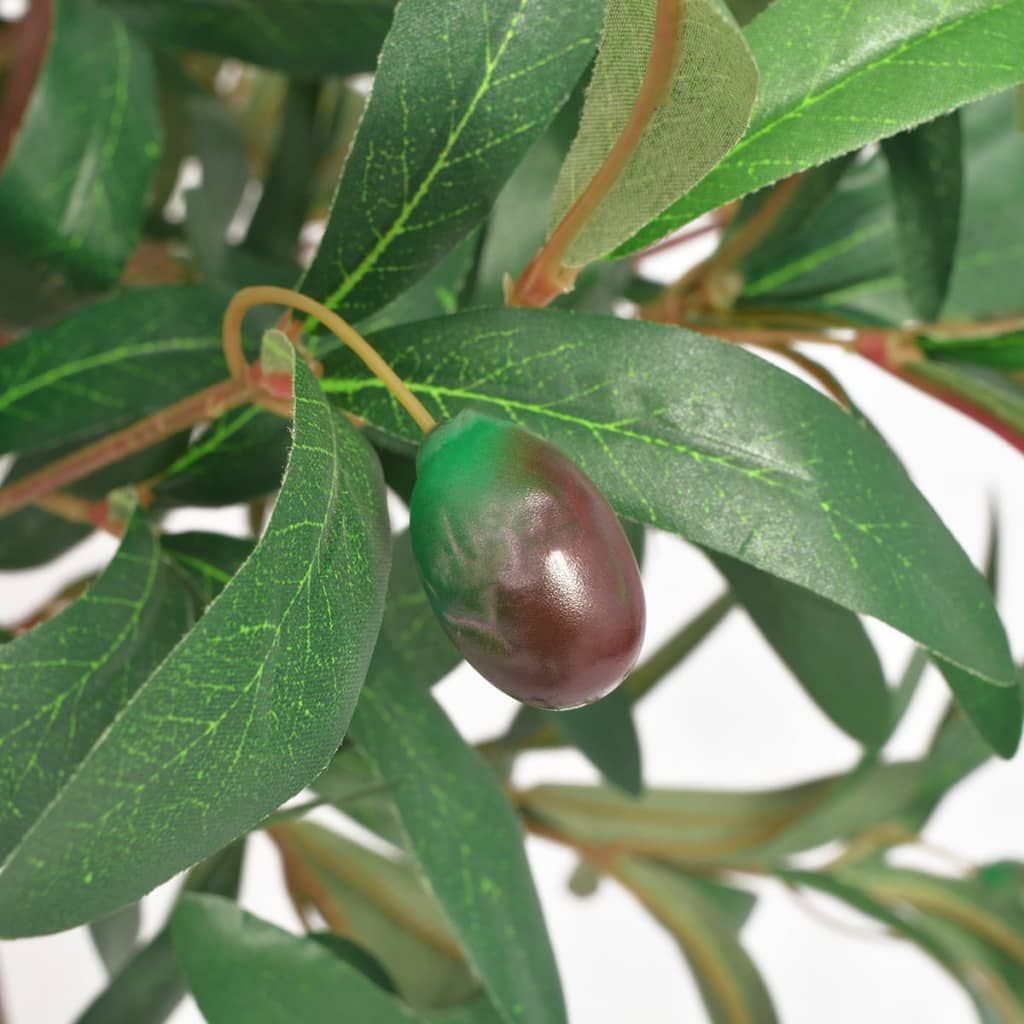 Close-up of artificial bay tree 47.2 inch with detailed green leaves and realistic olive fruit