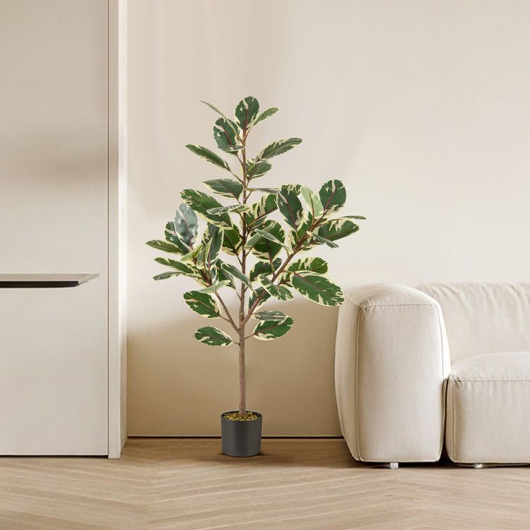 Lifelike artificial bird of paradise plant in a black pot, perfect for home decor