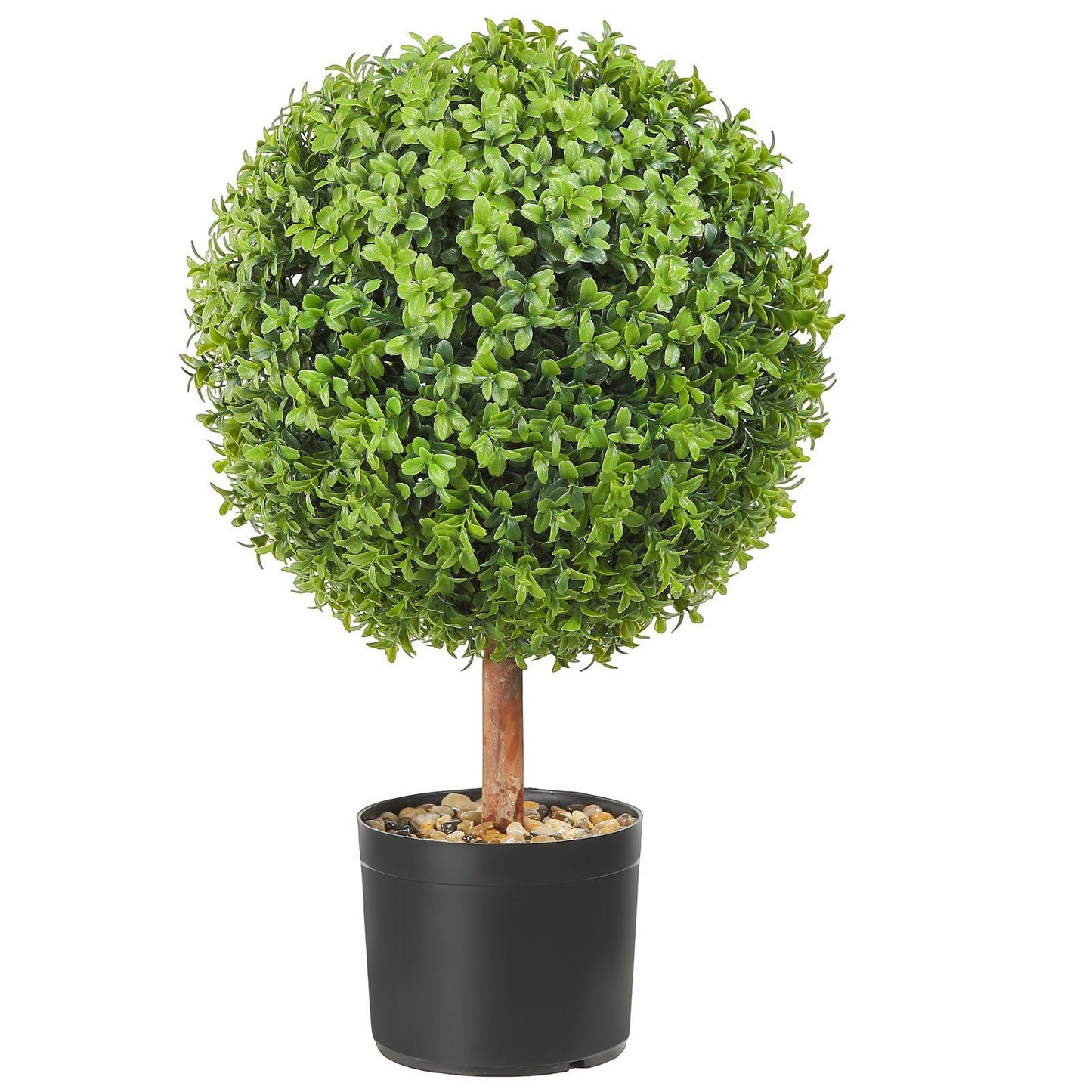 Artificial boxwood ball 16 inch in a black pot, perfect for indoor and outdoor decor