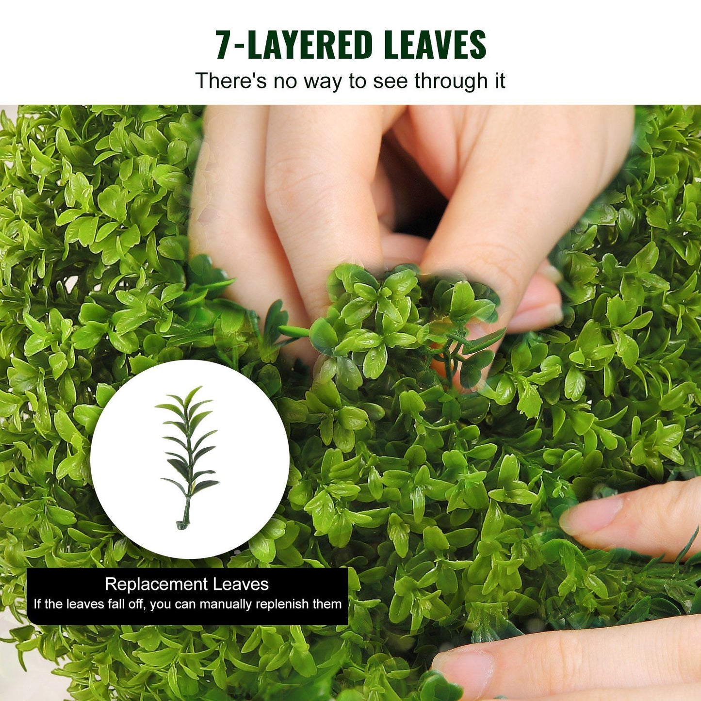 Artificial boxwood ball 16 inch with 7-layered leaves, perfect for indoor and outdoor decoration