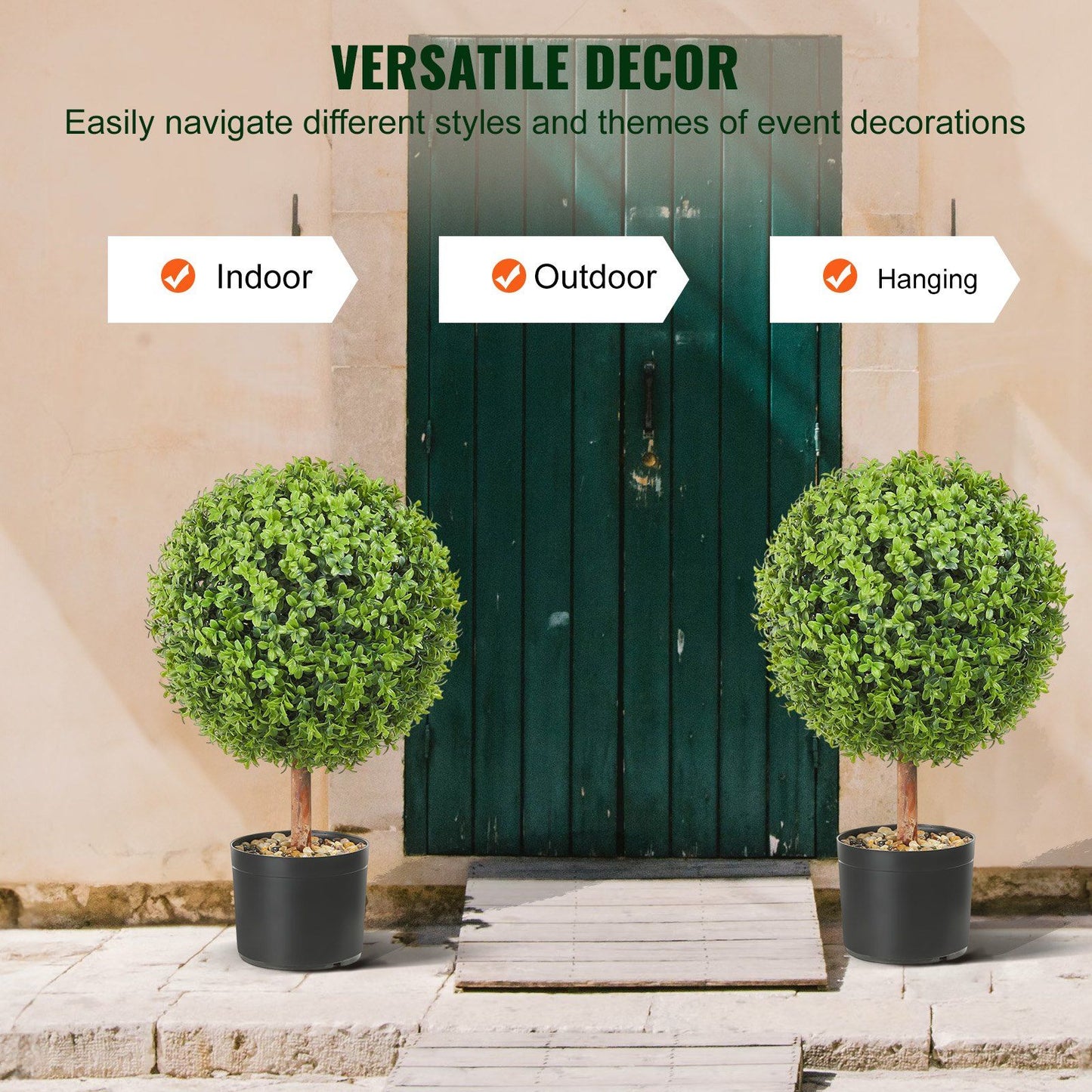 Artificial boxwood ball 16 inch in a black pot for versatile indoor and outdoor decor