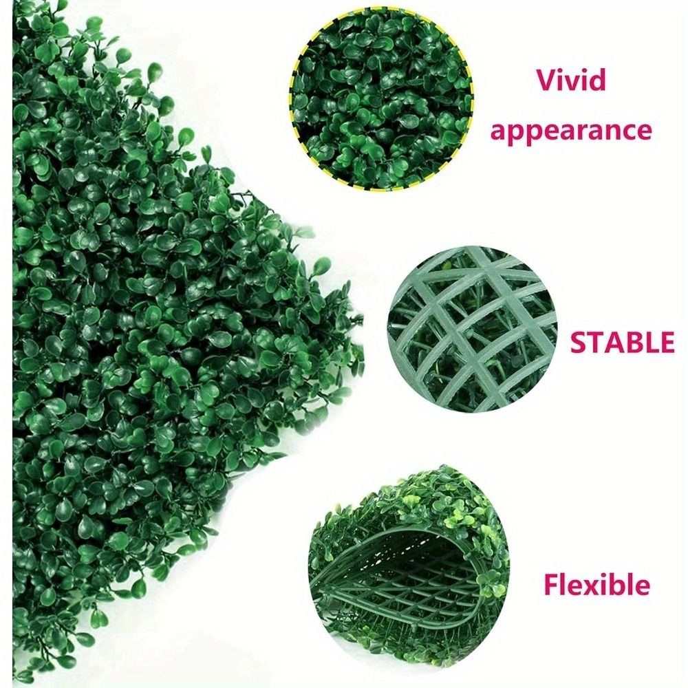 Artificial boxwood panels for wall decor showing vivid appearance stable and flexible green leaves texture