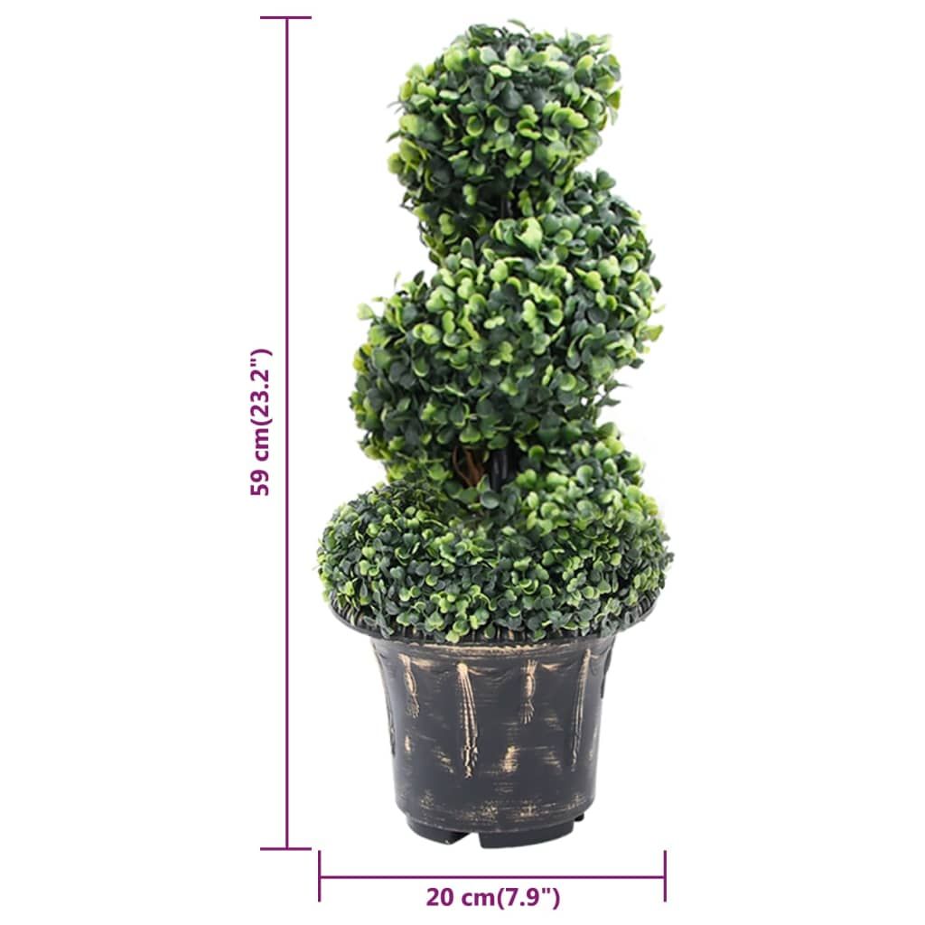 Artificial boxwood spiral plant in a decorative pot, perfect for home and office decor