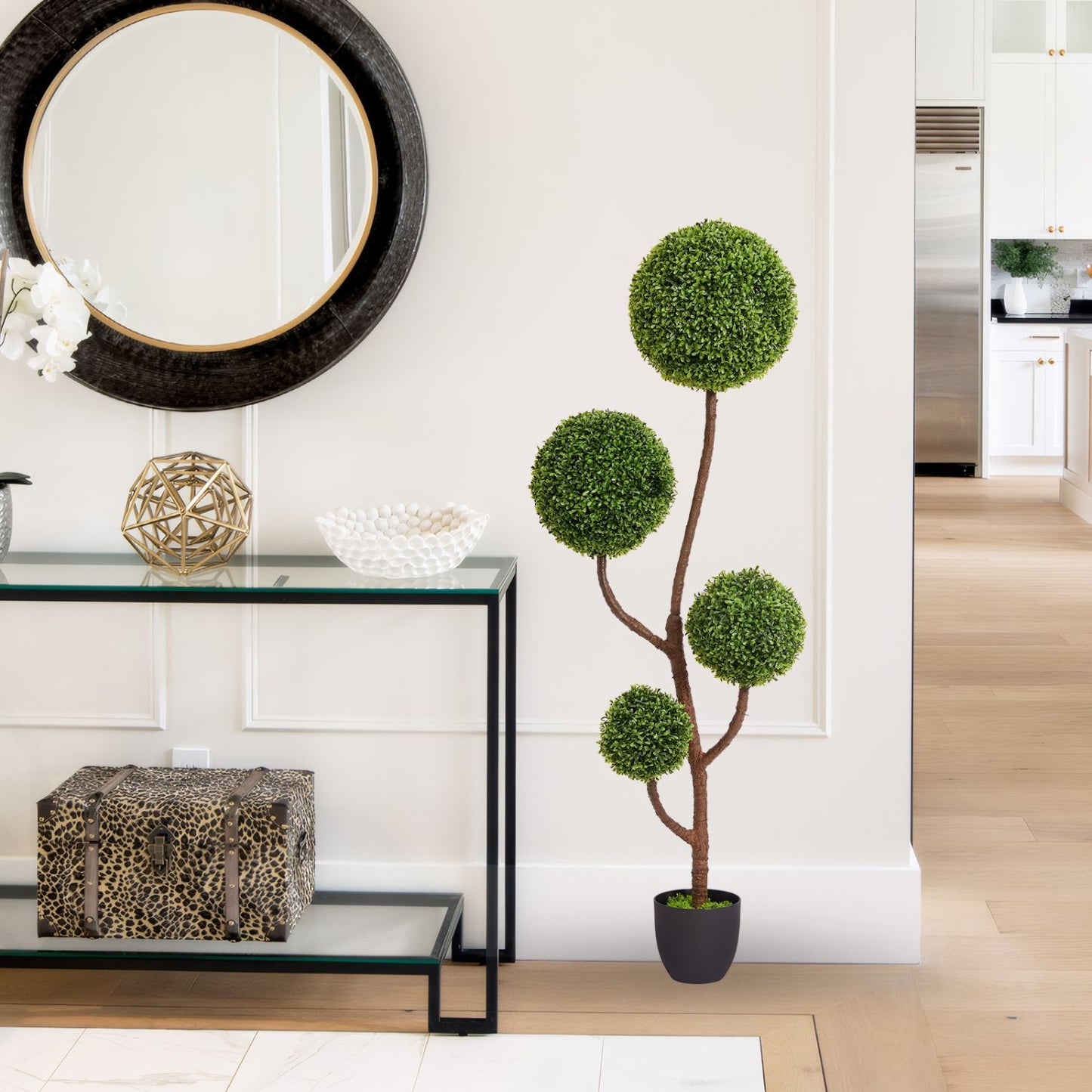 Elegant artificial boxwood topiary in a modern pot, perfect for home decor and indoor styling