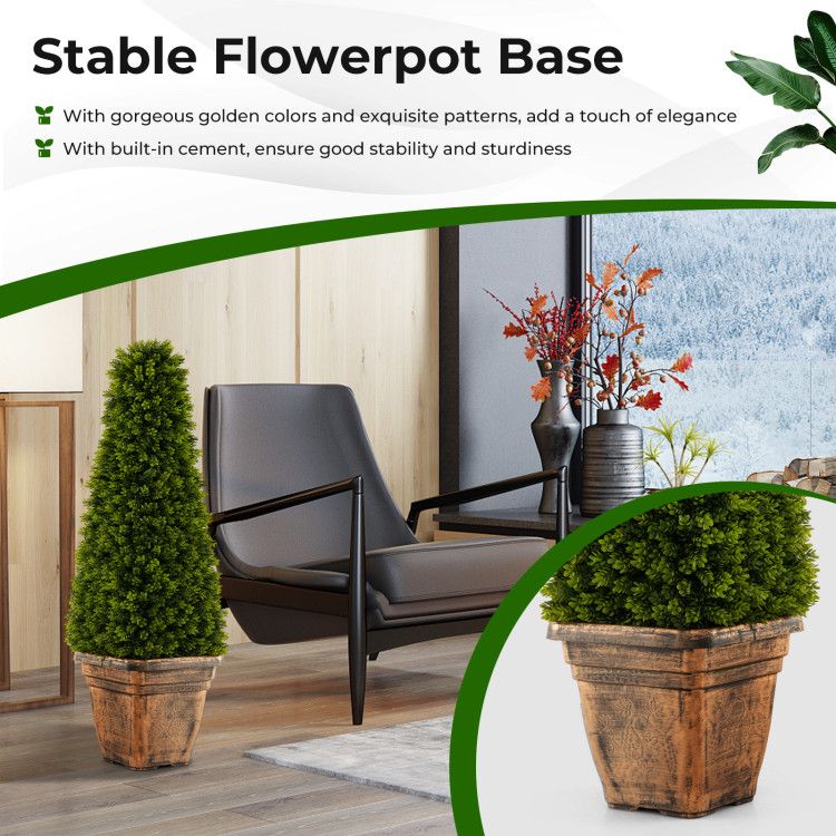 Elegant artificial boxwood topiary tree in a stable flowerpot base for home or office decor