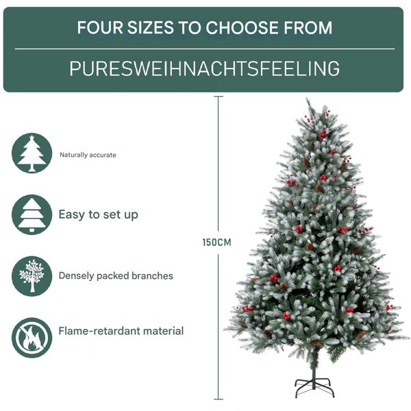 5ft artificial Christmas tree with densely packed branches and easy setup for festive decor