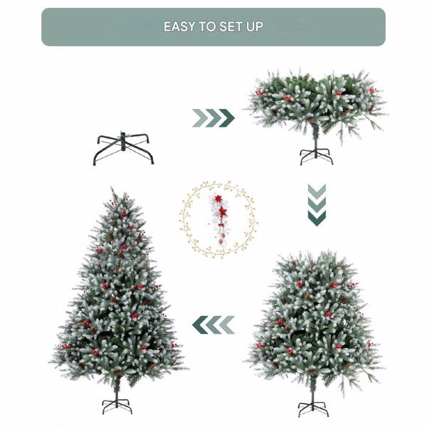 5ft artificial Christmas tree with easy setup and realistic snow-covered branches