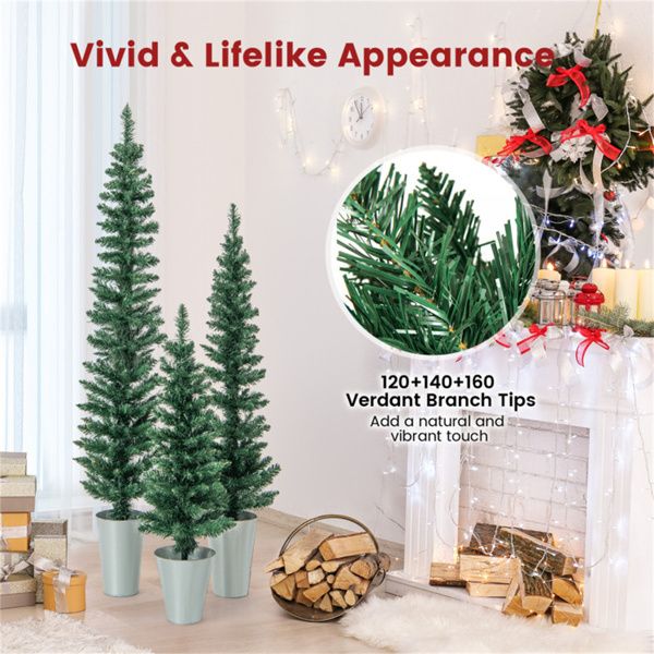 Artificial Christmas trees set with vivid appearance and verdant branch tips for festive decoration