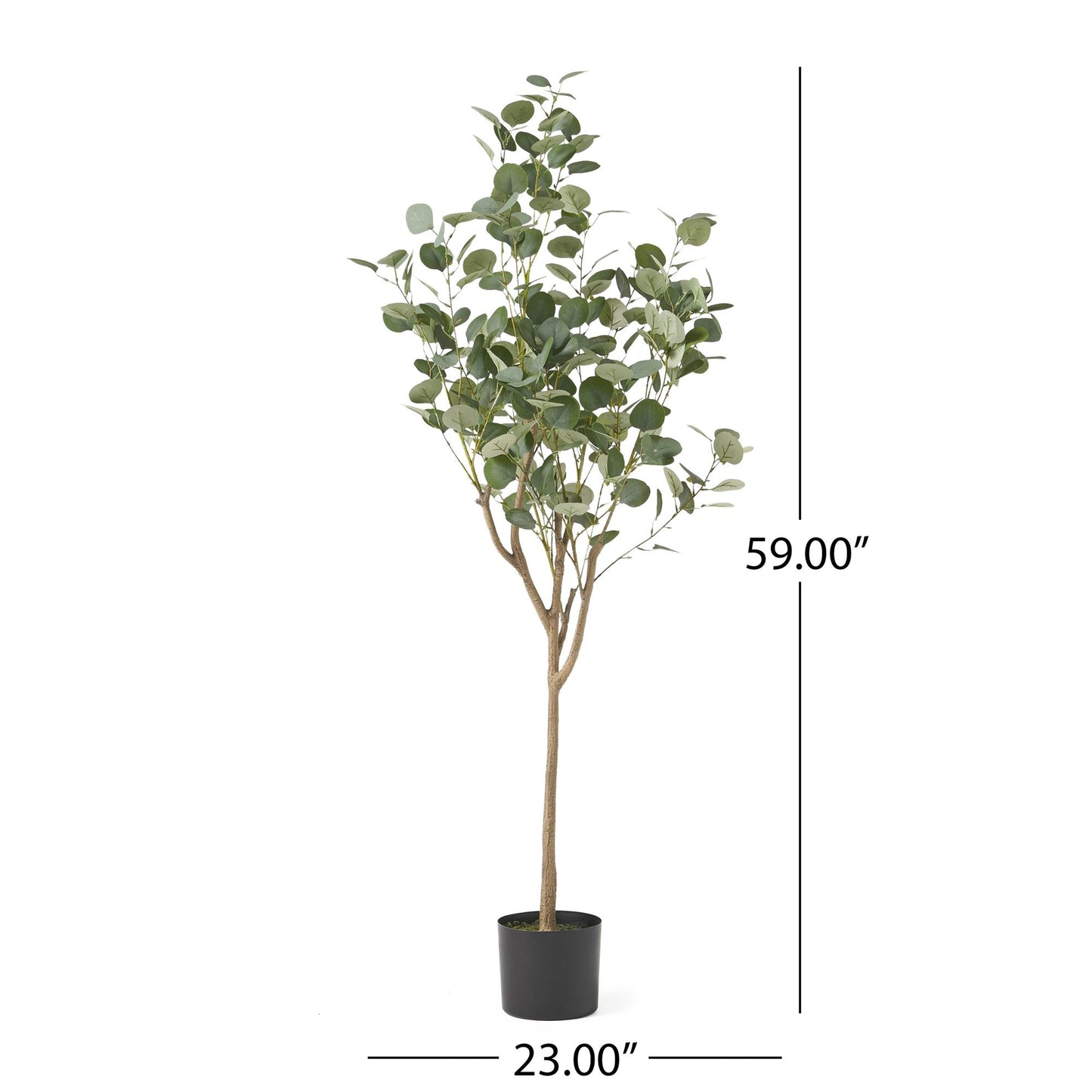 Artificial eucalyptus tree 59 inch with realistic foliage in a black pot for home decor