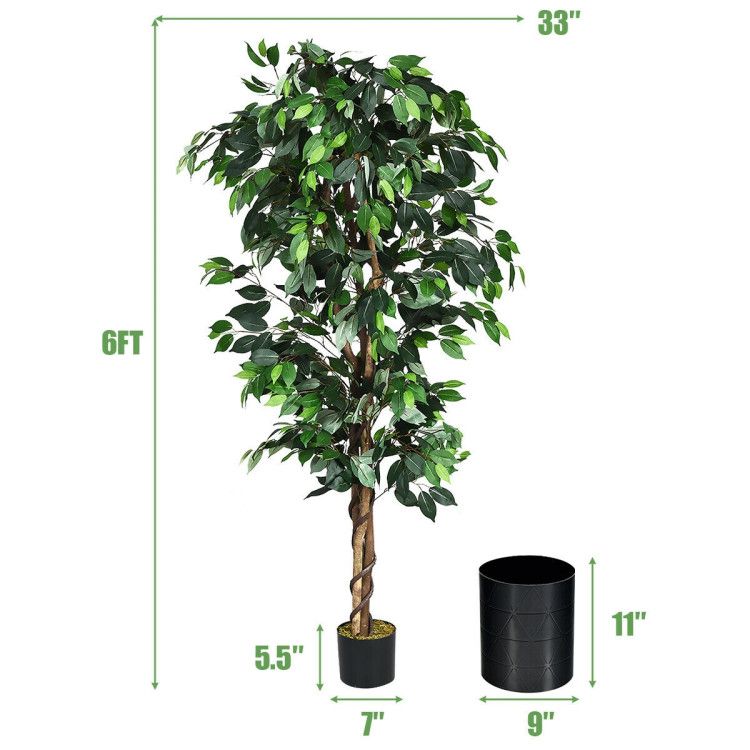 6 foot artificial ficus tree with lush green leaves, perfect for indoor home decor
