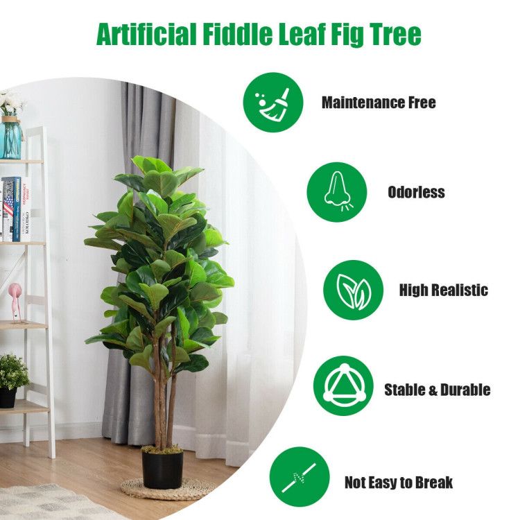 Artificial fiddle leaf fig tree in a stylish pot, offering a realistic look and maintenance-free greenery