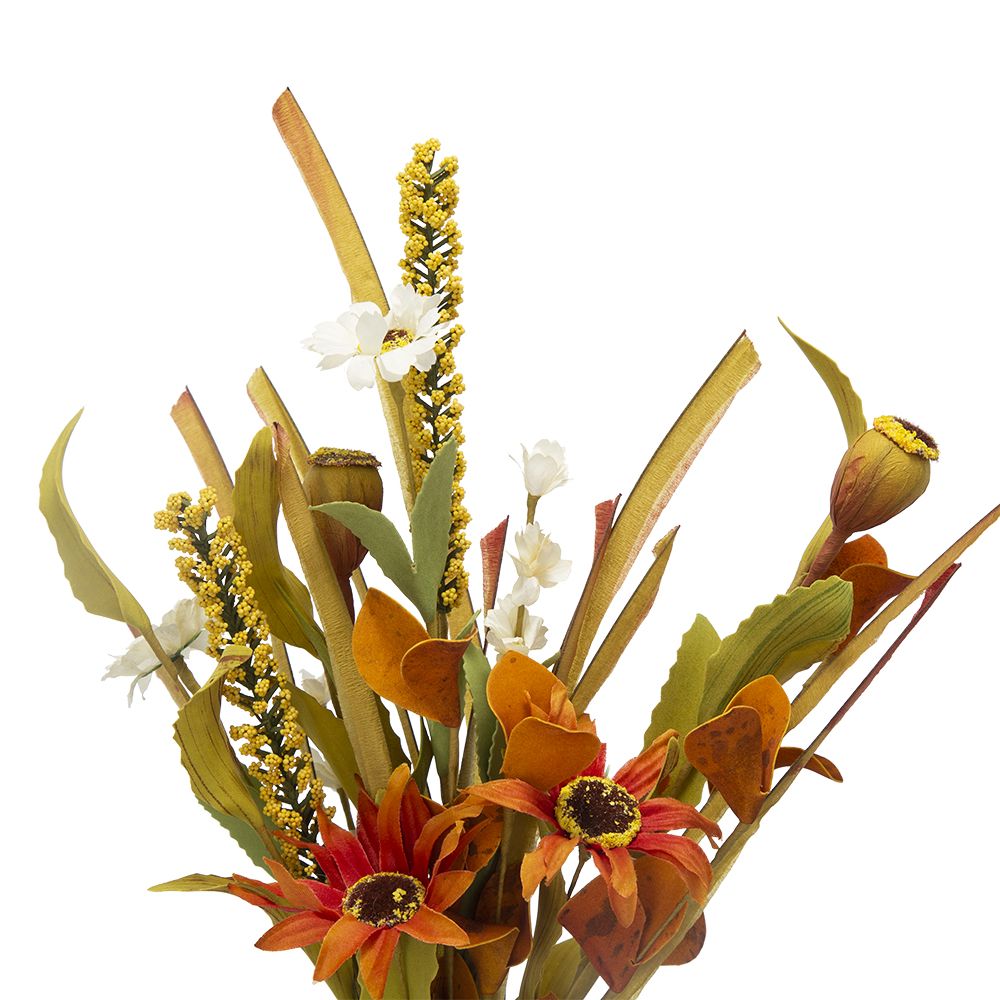 Colorful artificial flower picks set featuring vibrant blooms and greenery for decorative arrangements