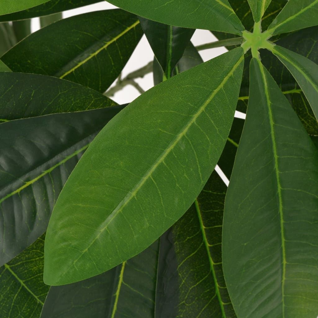 Close-up of lush green leaves on an artificial fortune tree, perfect for home decor