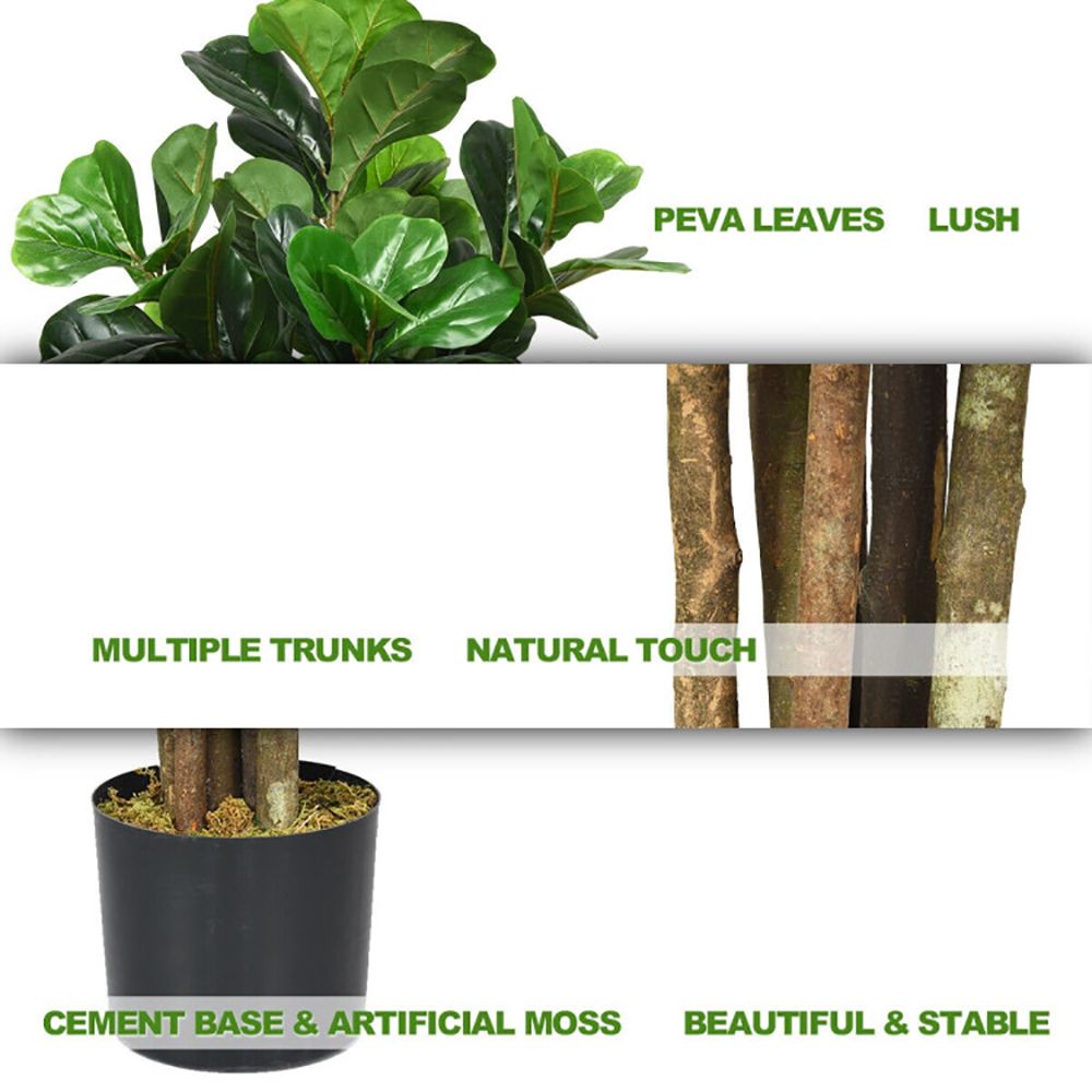 FauxMart artificial green plants indoor with lush PEVA leaves and multiple trunks for a natural touch
