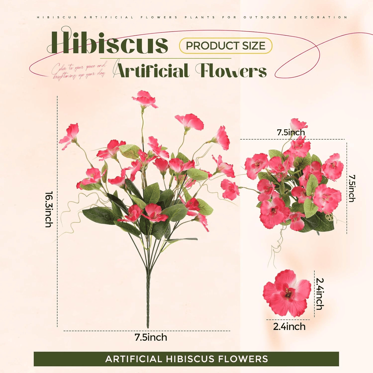 Artificial hibiscus flowers outdoor in pink, ideal for garden decoration with varying sizes