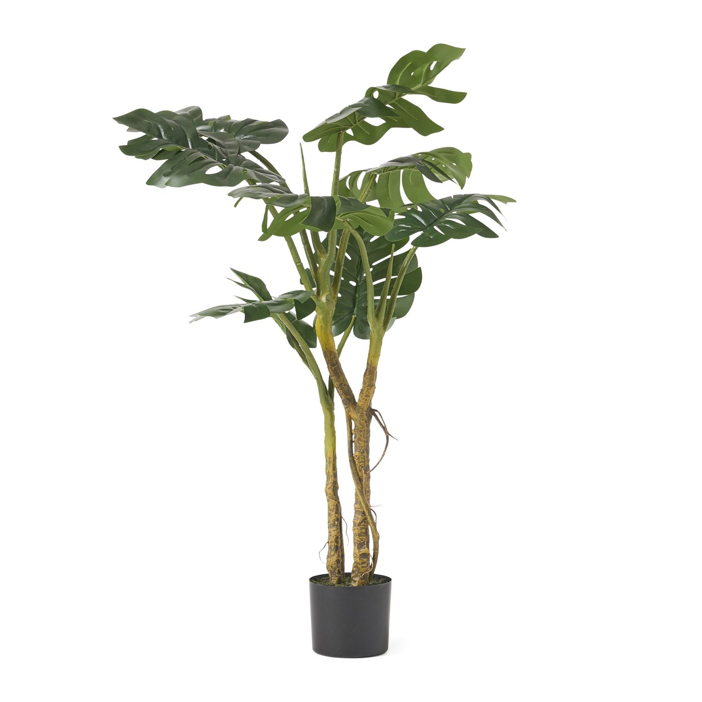 Artificial monstera tree 47 inch in a black pot with realistic green leaves, perfect for home decor