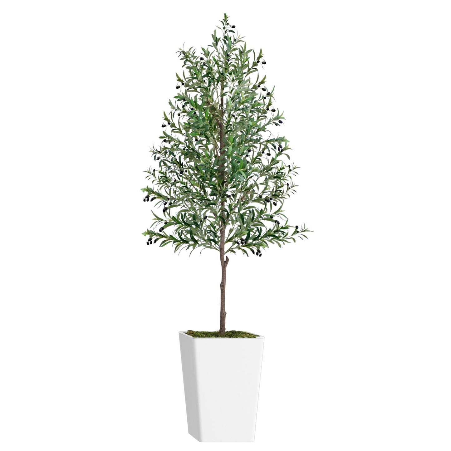 8ft artificial olive tree in a modern white planter for home and office decor