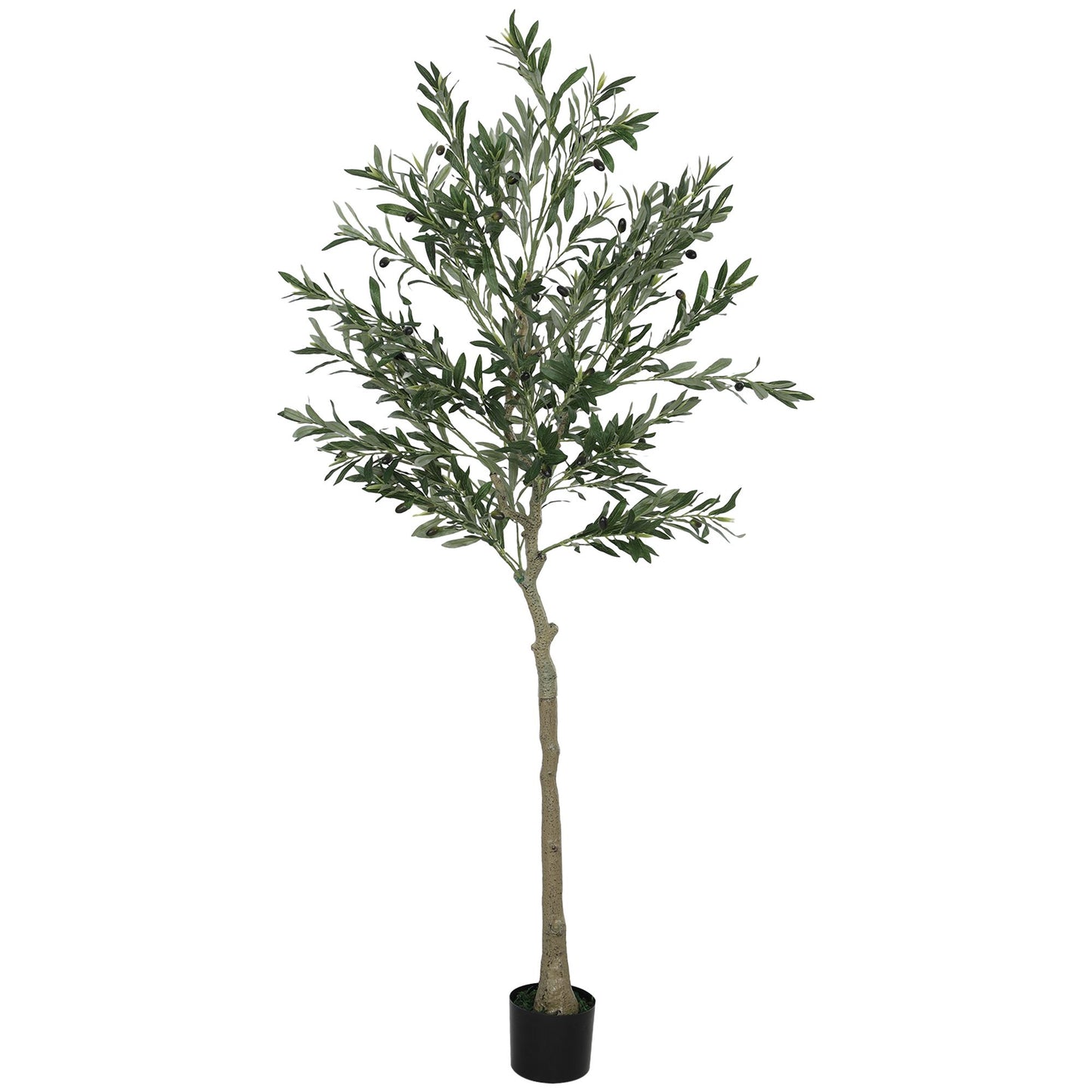 FauxMart.com artificial olive tree indoor with realistic green leaves in a black pot