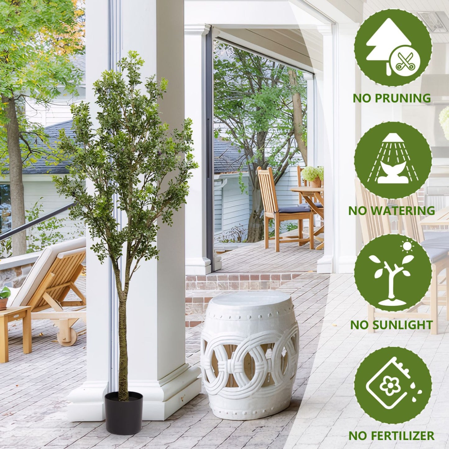 Lifelike artificial outdoor garden branches in a pot, perfect for effortless landscaping and decor