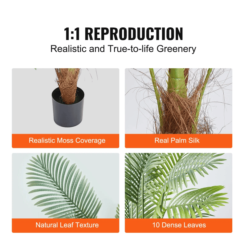 4 foot artificial palm tree with realistic moss coverage and natural leaf texture for home decor