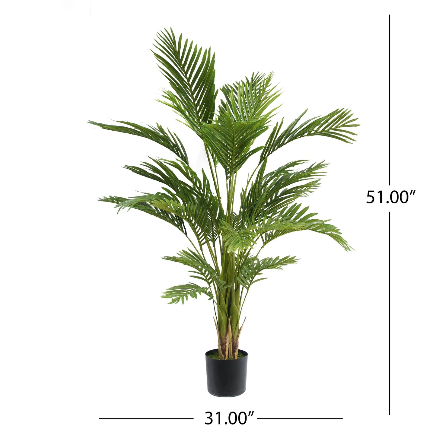 51 inch artificial palm tree in a black pot, perfect for home or office decor.