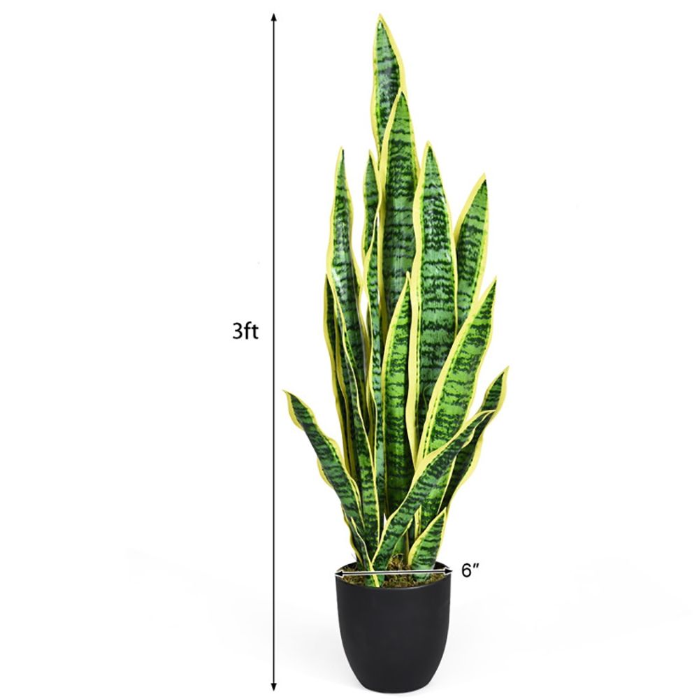 3ft Tall Artificial Snake Plant Decor in Black Pot for Home or Office Decoration