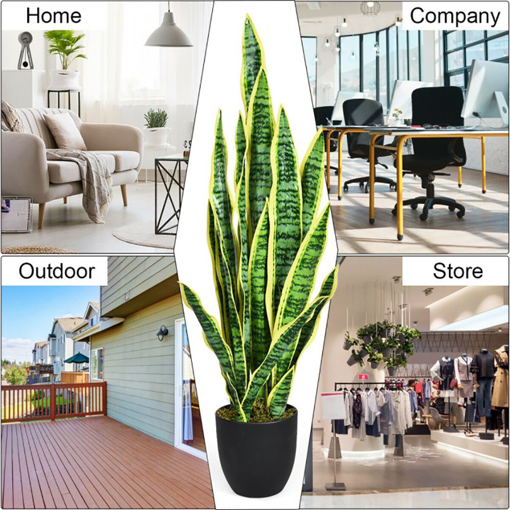 Artificial snake plant decor in stylish black pot perfect for home, office, outdoor, and retail environments