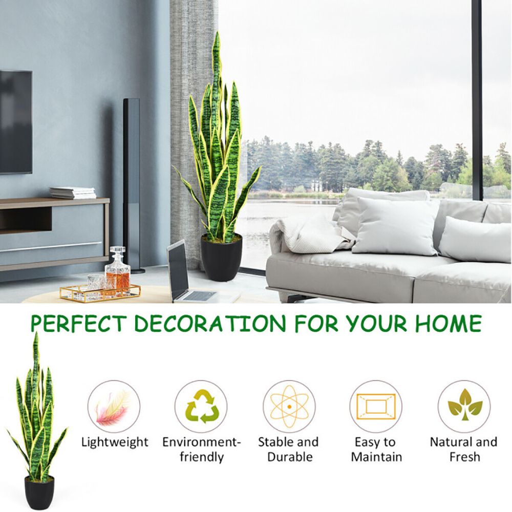 Artificial snake plant decor in a stylish pot, perfect for home decoration and easy to maintain