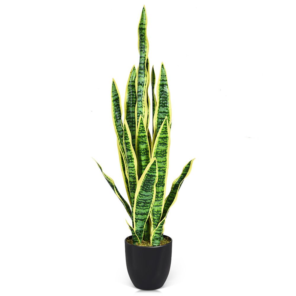 Tall artificial snake plant decor in a sleek black pot, perfect for home or office styling
