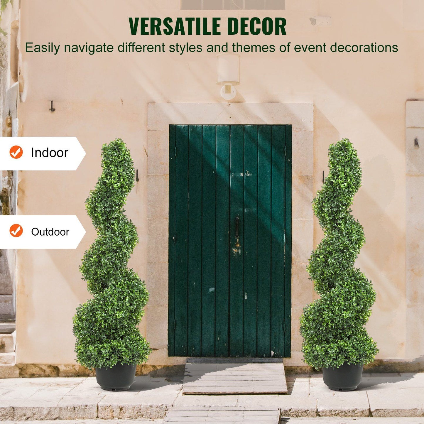 Elegant artificial spiral topiary perfect for indoor and outdoor decor settings