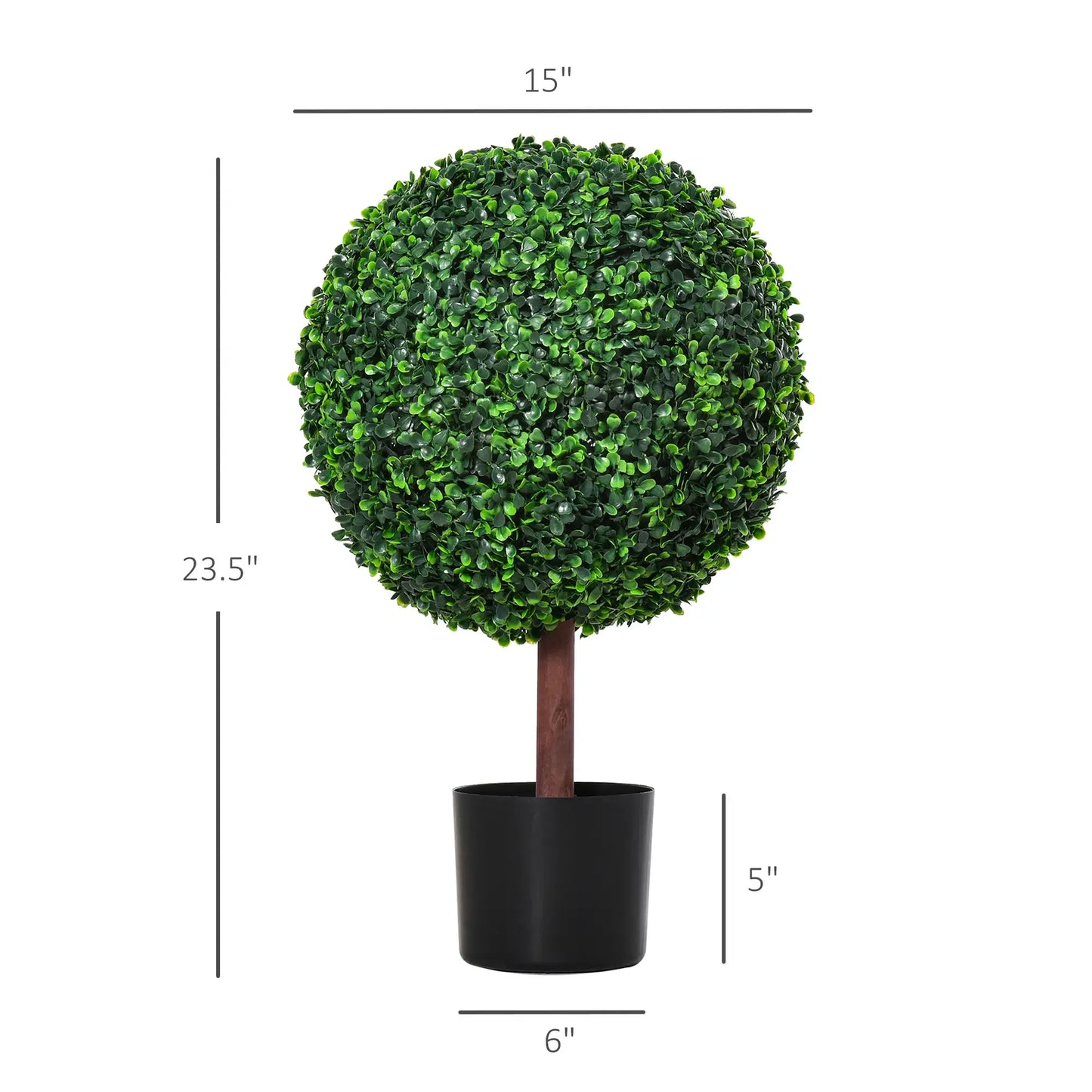 23.5 inch artificial topiary tree in a black pot for home or office decoration