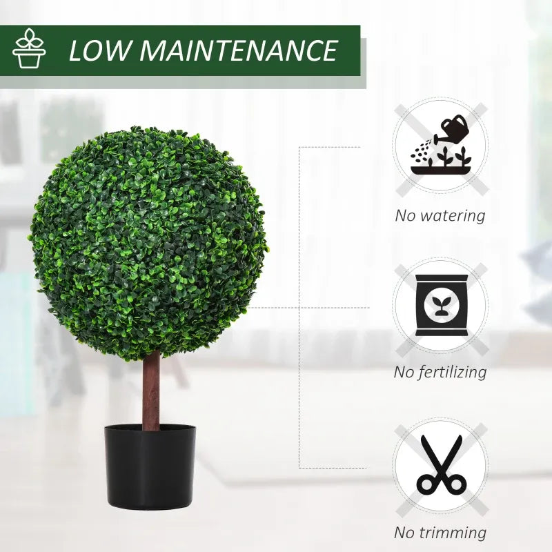 23.5 inch artificial topiary tree in a black pot, low maintenance with no watering or trimming needed