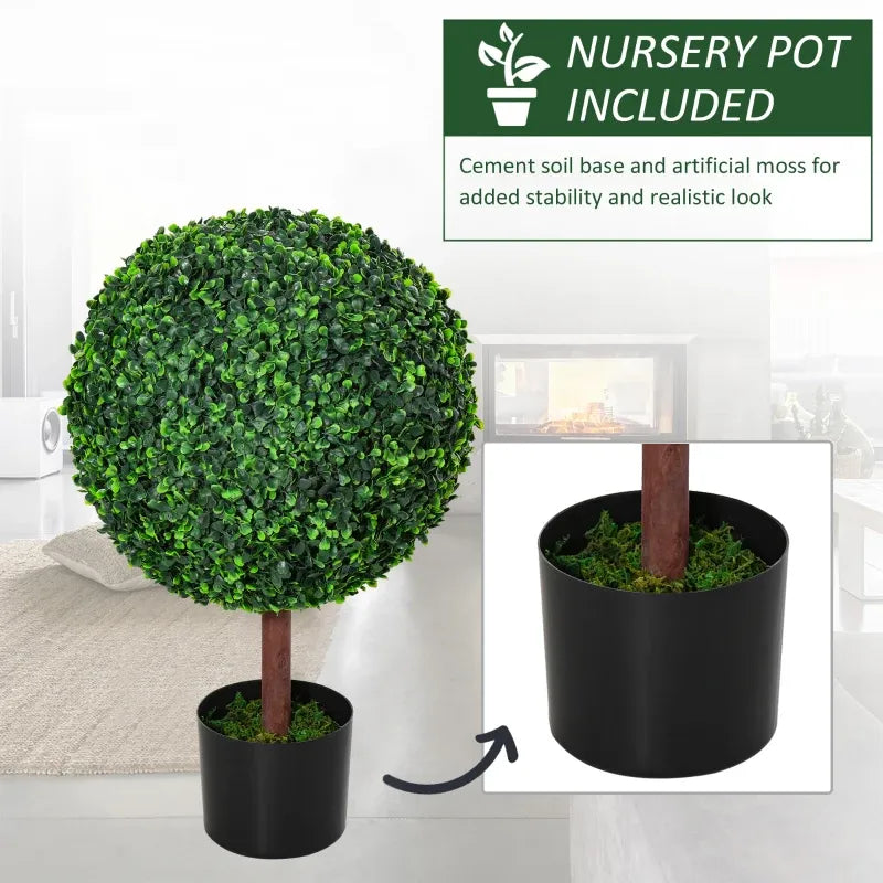 23.5 inch artificial topiary tree in a black nursery pot with realistic green foliage